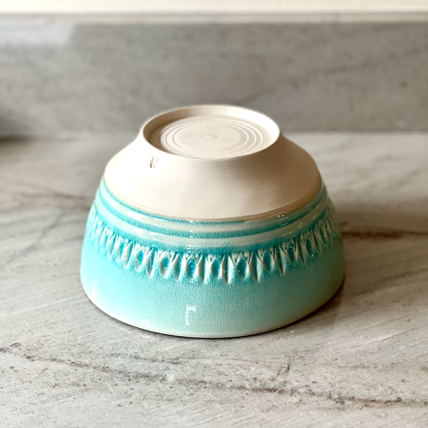 Medium Bowl, White Clay and Translucent Blue Glaze