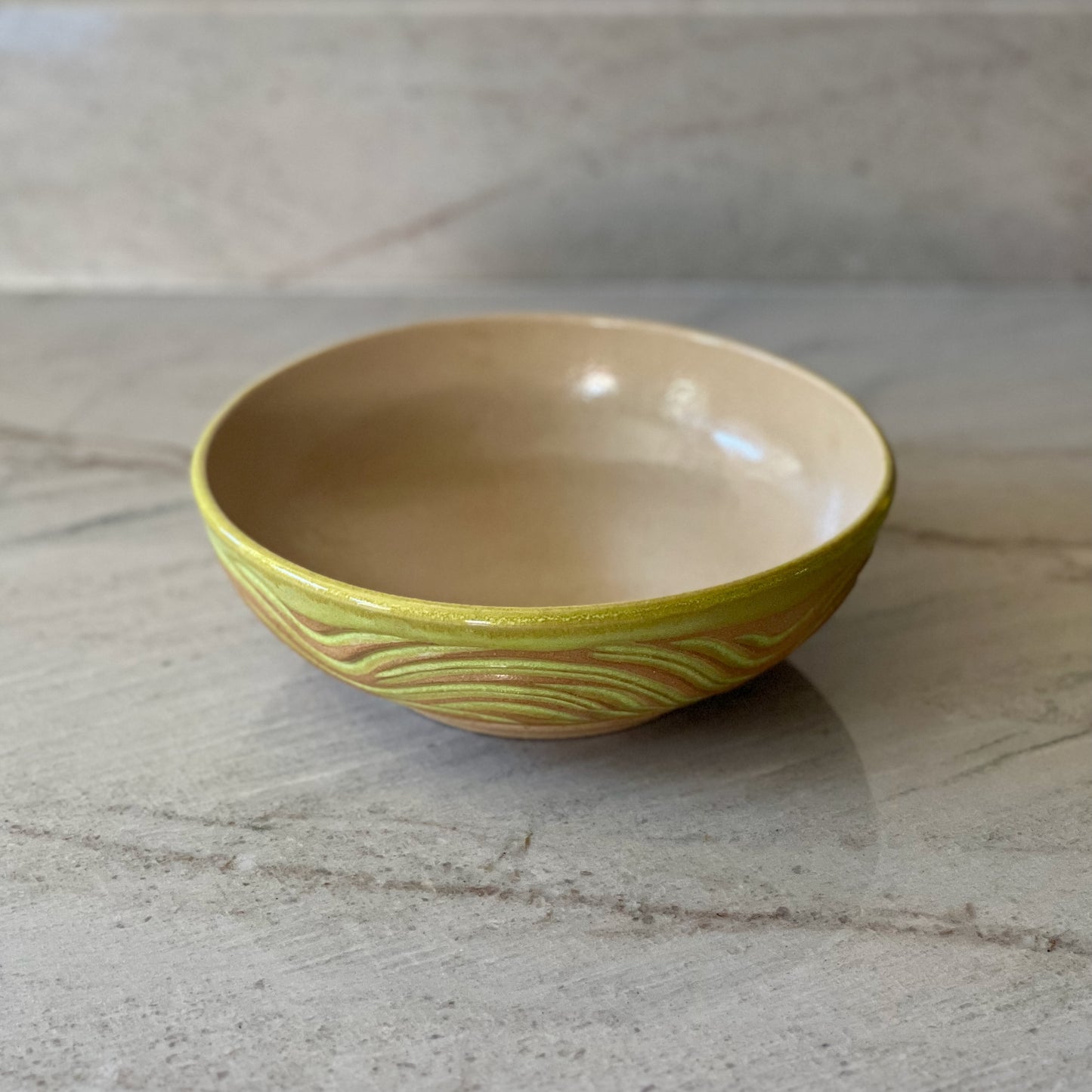 Medium Bowl, Sandy Clay and Bright Green Glaze