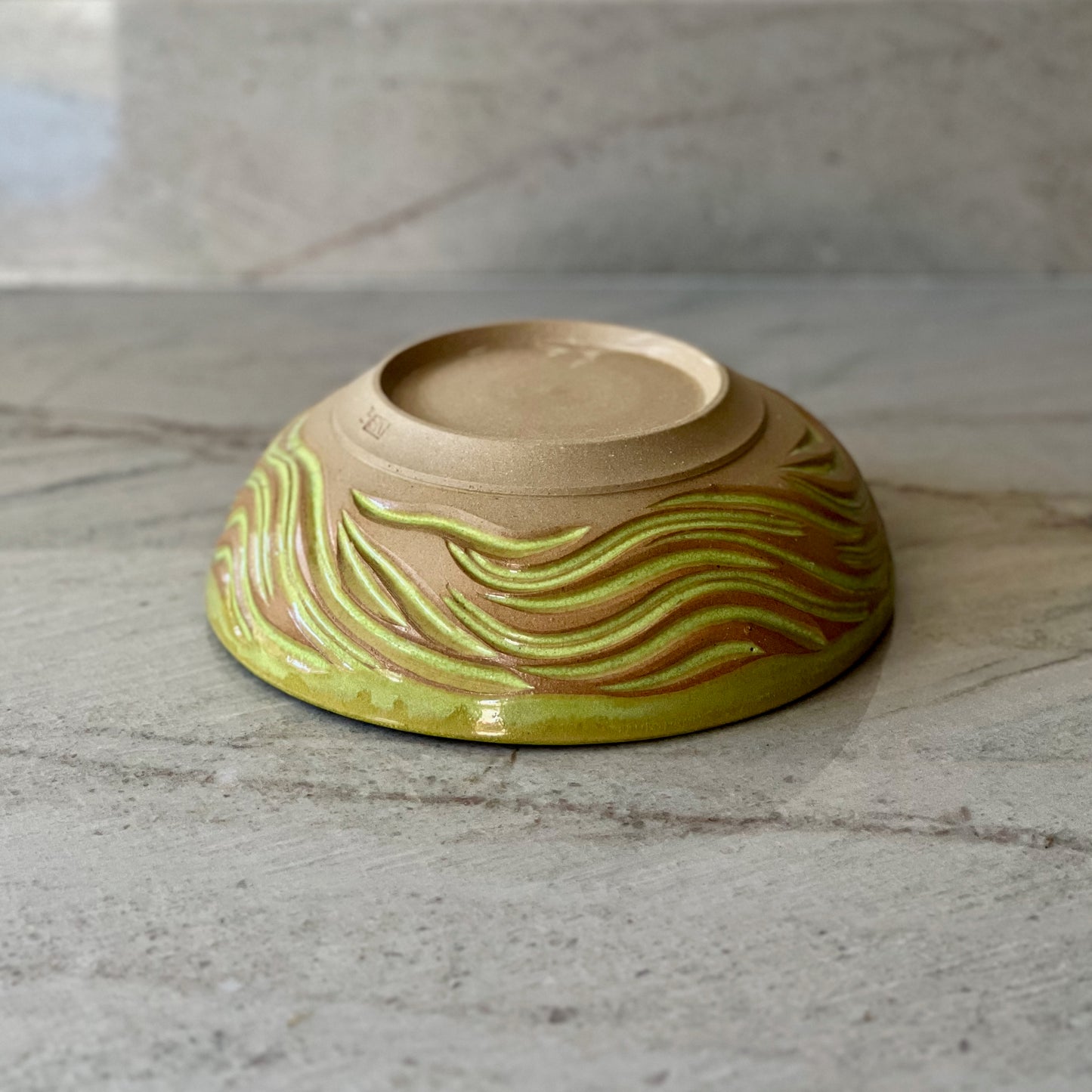 Medium Bowl, Sandy Clay and Bright Green Glaze