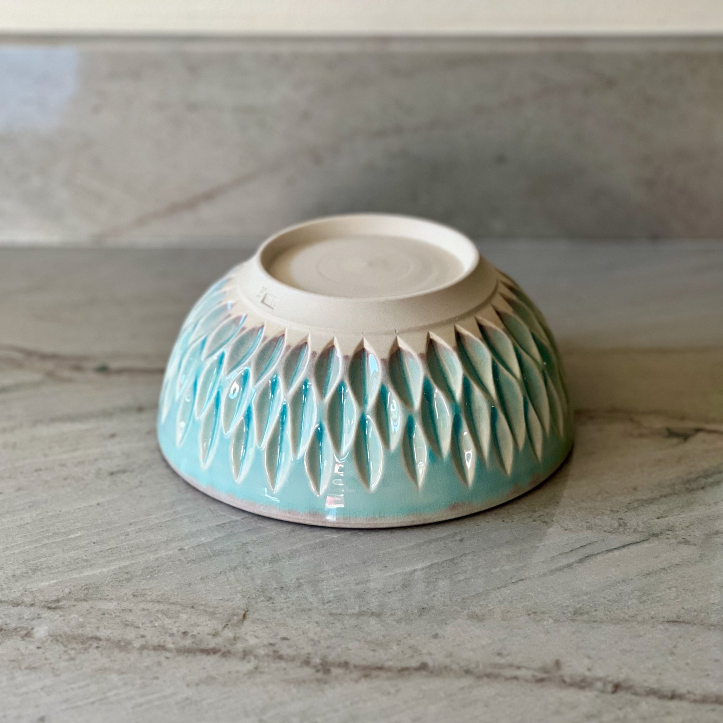Medium Bowl, White Clay and Translucent Blue Glaze