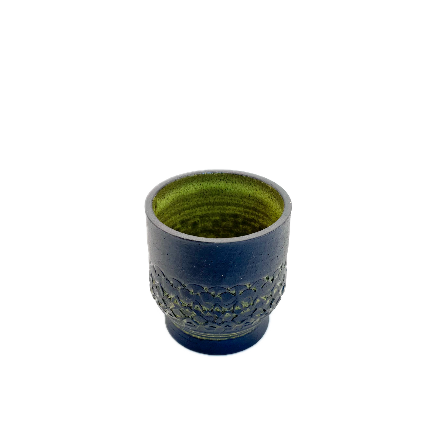 Small Hand Carved Cup, Green Opal Glaze