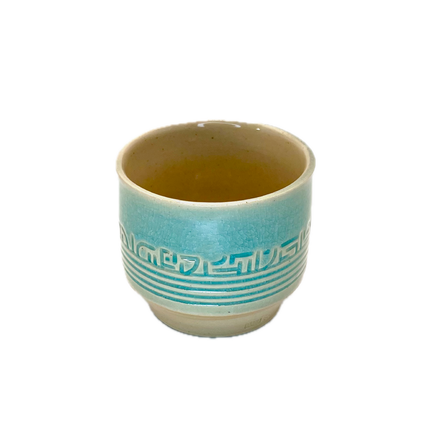 Hand Carved White Clay Cup – Translucent Blue Glaze