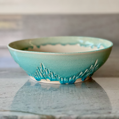 Medium Low Bowl, Translucent Blue Glaze