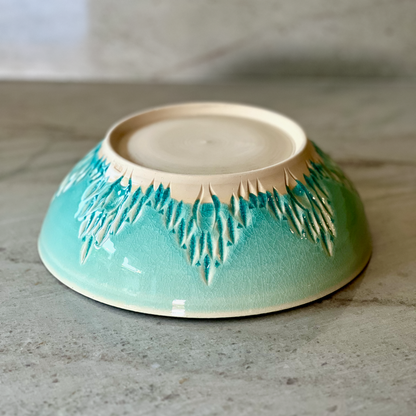 Medium Low Bowl, Translucent Blue Glaze