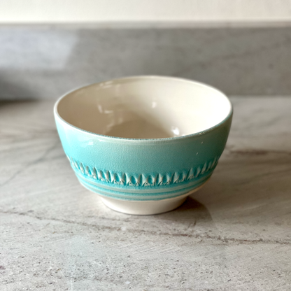 Medium Bowl, White Clay and Translucent Blue Glaze