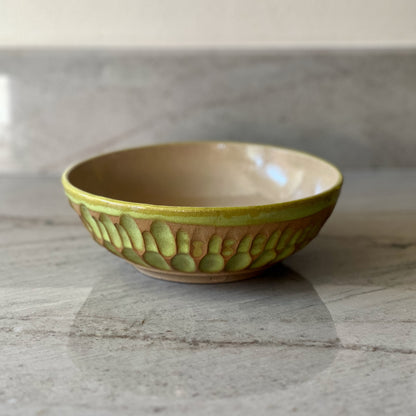 Medium Bowl, Sandy Clay and Bright Green Glaze