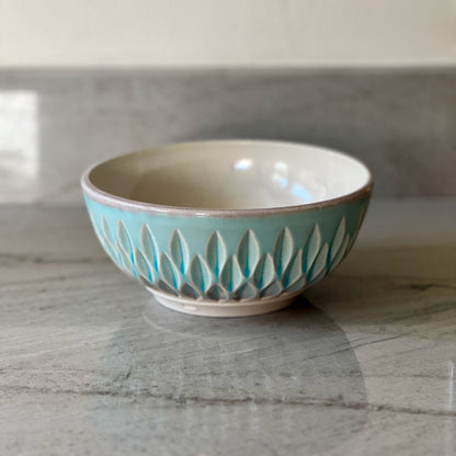 Medium Bowl, White Clay and Translucent Blue Glaze
