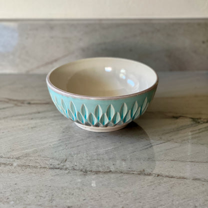 Medium Bowl, White Clay and Translucent Blue Glaze
