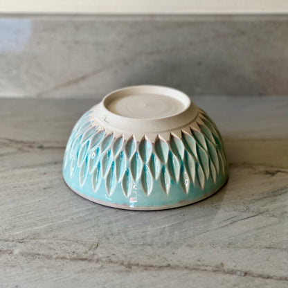 Medium Bowl, White Clay and Translucent Blue Glaze