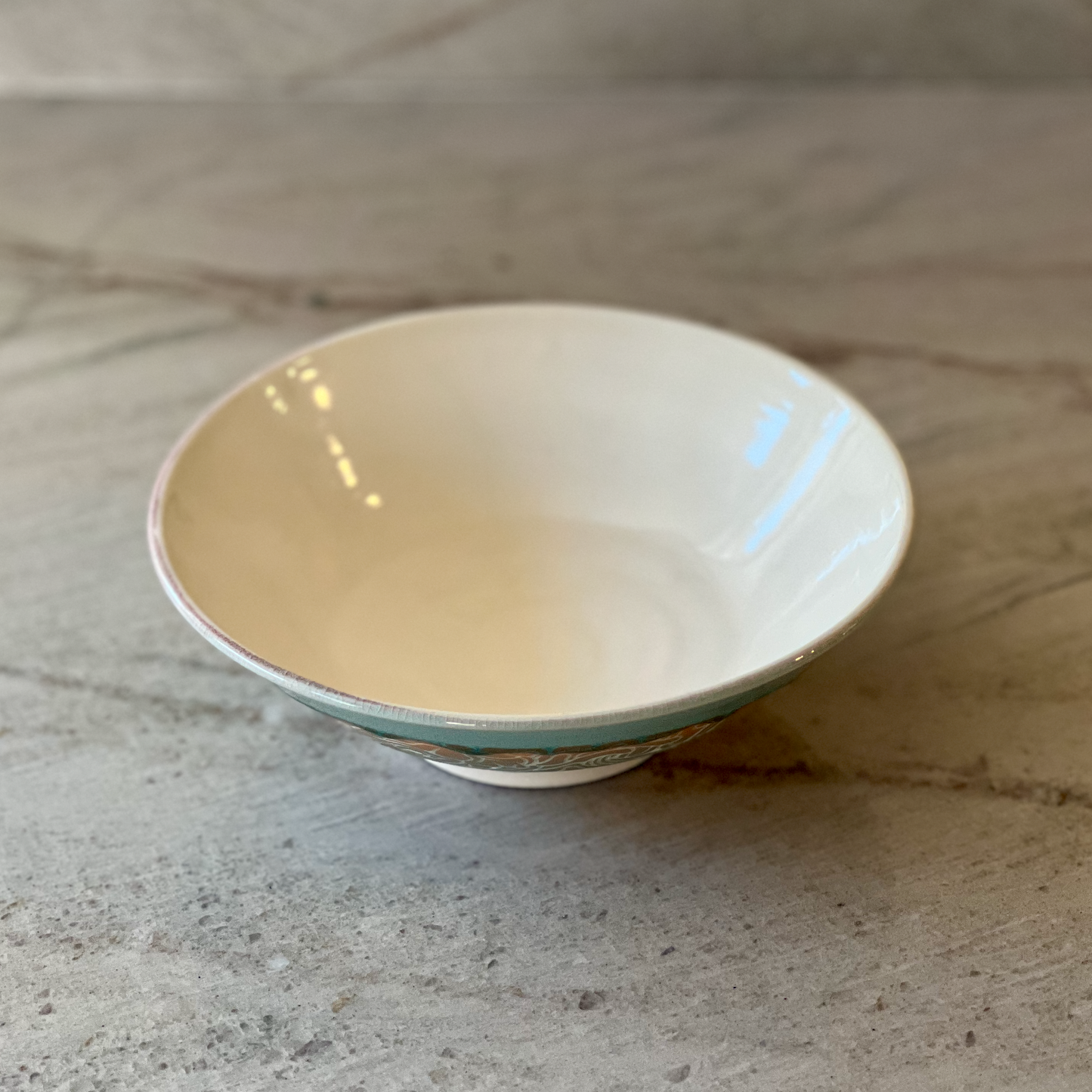 Porcelain Bowl with Wave and Fish Carving