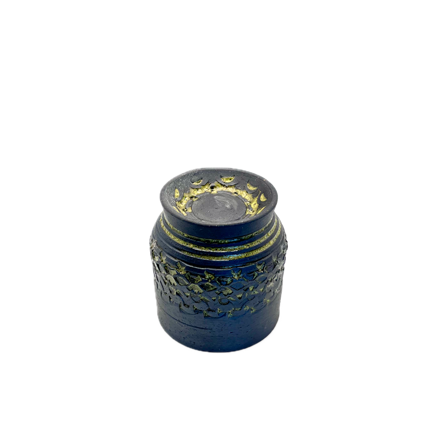 Small Hand Carved Cup, Green Opal Glaze