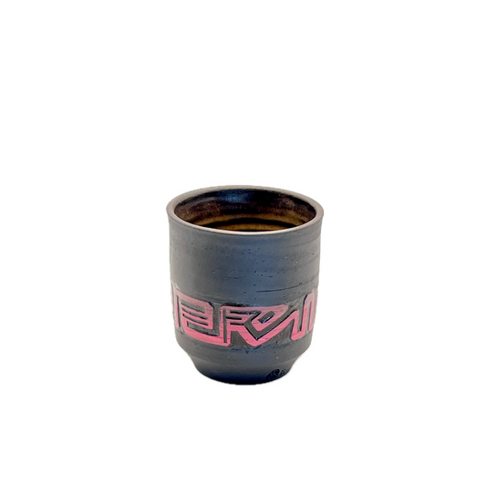 Small Hand Carved Cup, Black Clay and Red Slip