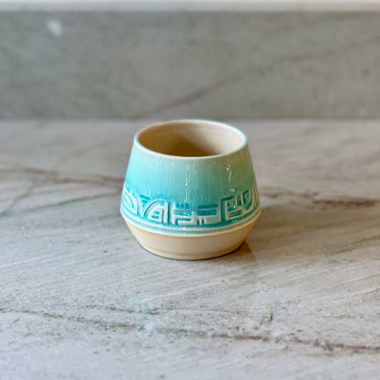 Small Rocker Tumbler, Translucent Blue Glaze