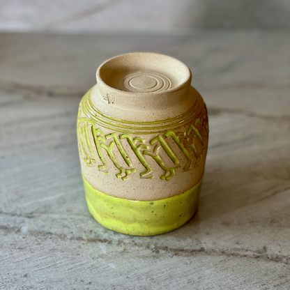 Medium Speckeld Clay Cup, Bright Green Glaze