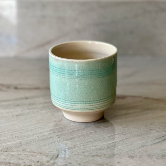 White Clay Cup With Translucent Blue Glaze