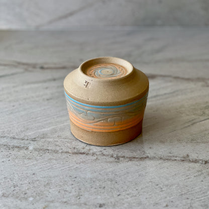 Sandy Clay Tumbler, Orange and Blue Detail