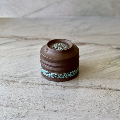 Charcoal Clay Tumbler, Blue Slip Detail