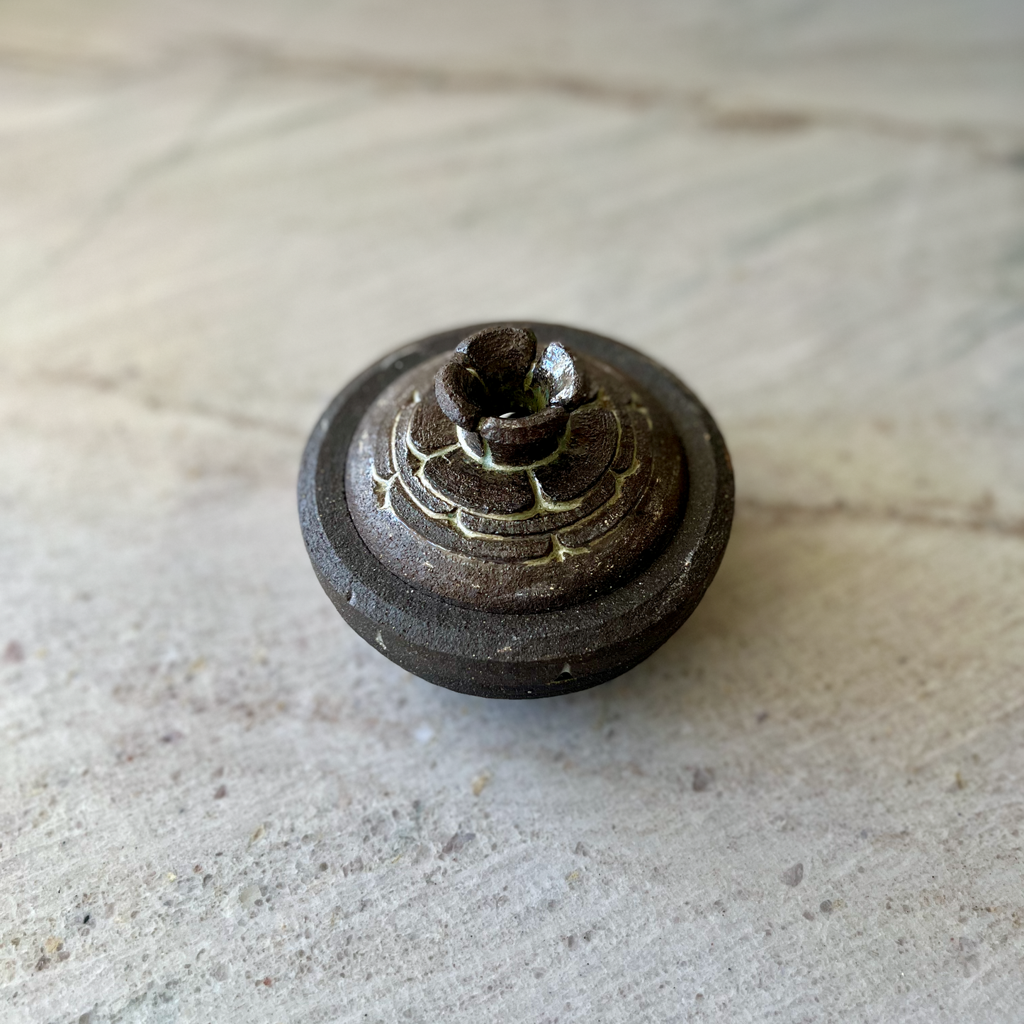 Small Charcoal Incense Jar, Rustic Glaze