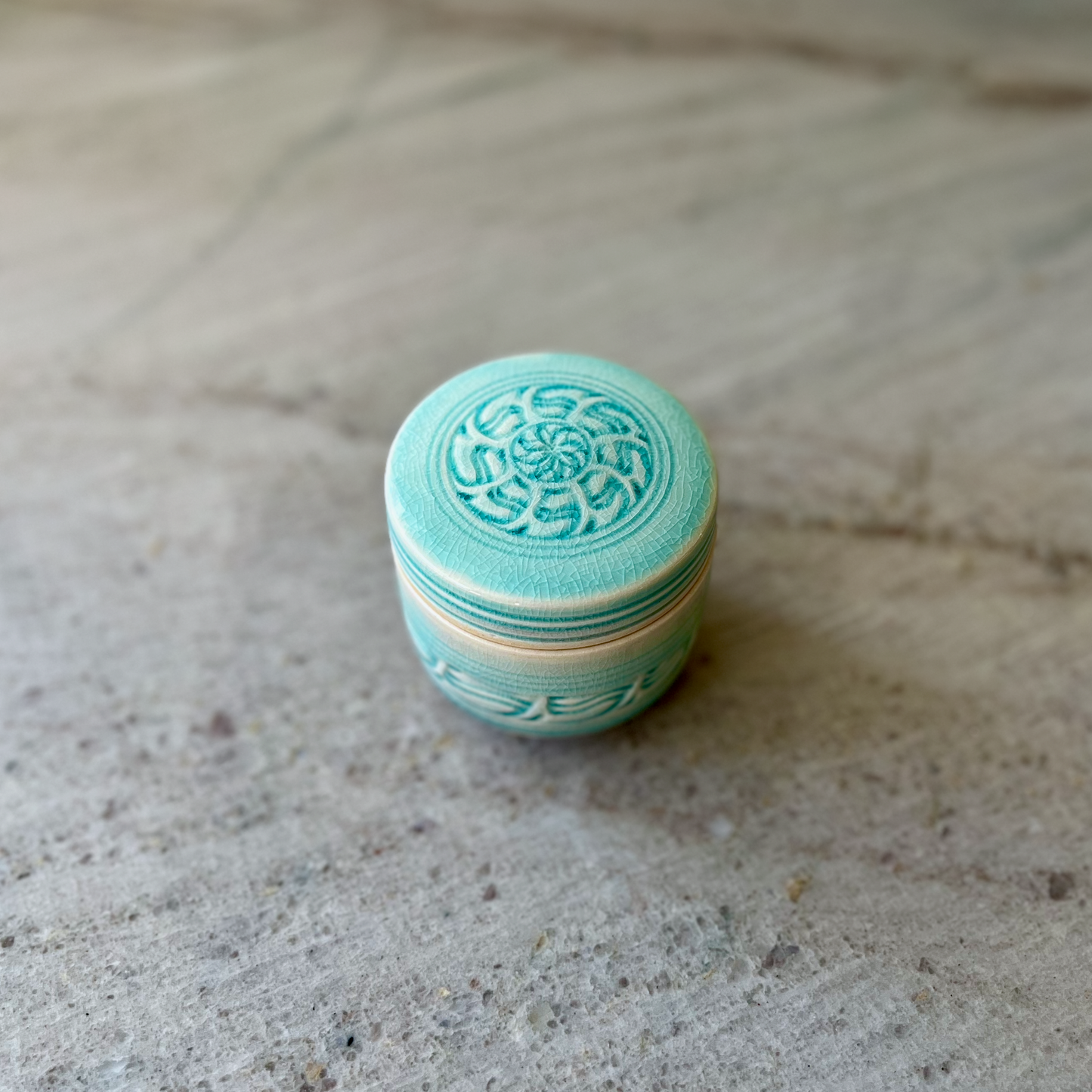 Small Stash Jar, Porcelain and Blue Glaze