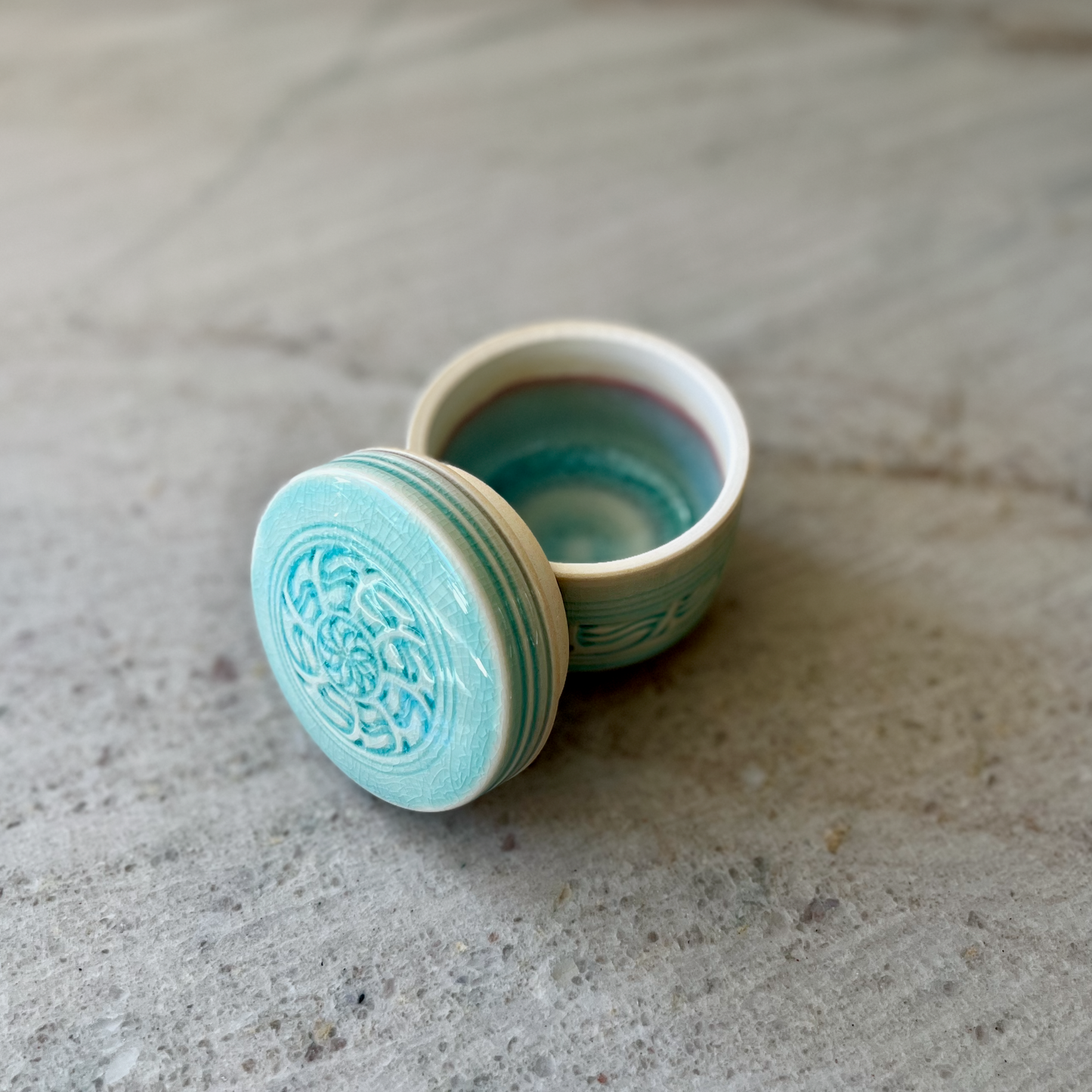 Small Stash Jar, Porcelain and Blue Glaze