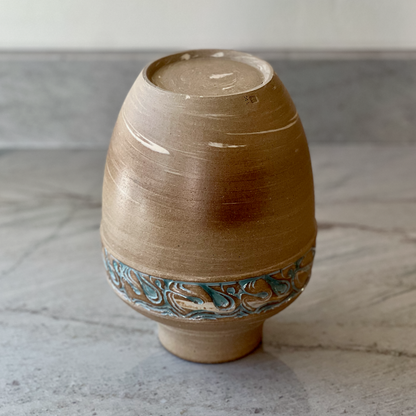 Marbled Stoneware Vase, Blue Green Glaze